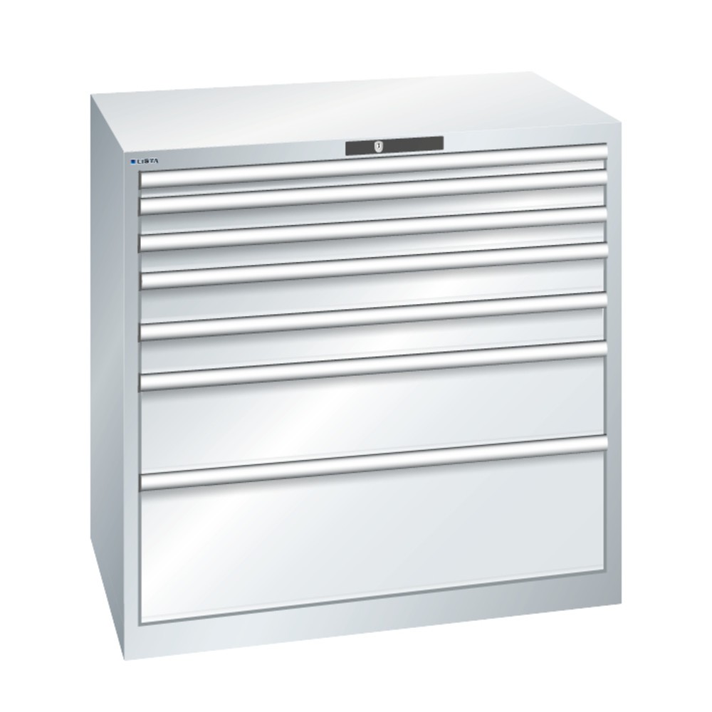 Číslo obrázku produktu 2: Skříň se zásuvkami LISTA, zásuvky 2x75 + 3x100 + 3x150 mm, nosnost 200 kg, světle modrá
