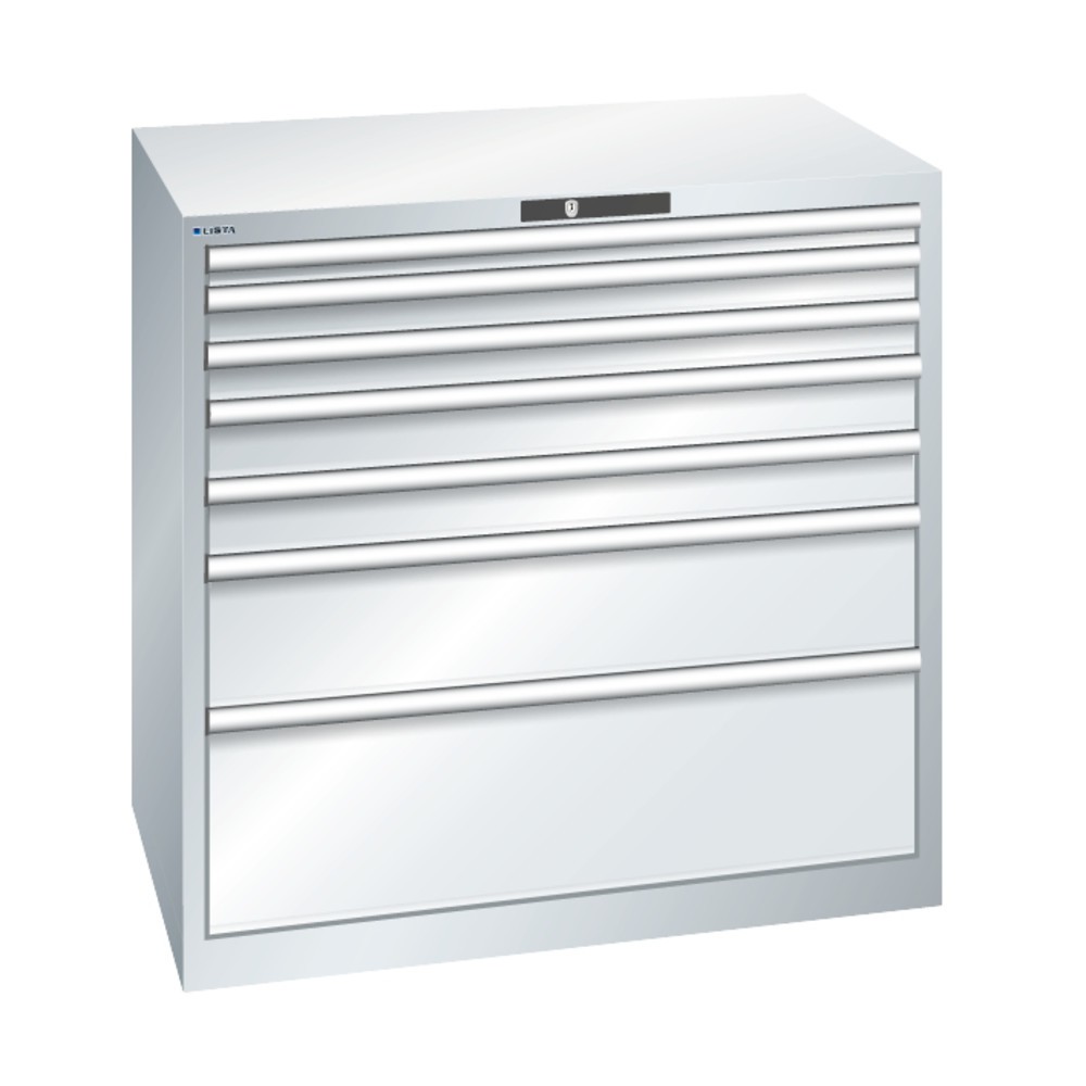 Číslo obrázku produktu 3: Skříň se zásuvkami LISTA, zásuvky 2x75 + 3x100 + 3x150 mm, nosnost 200 kg, světle modrá