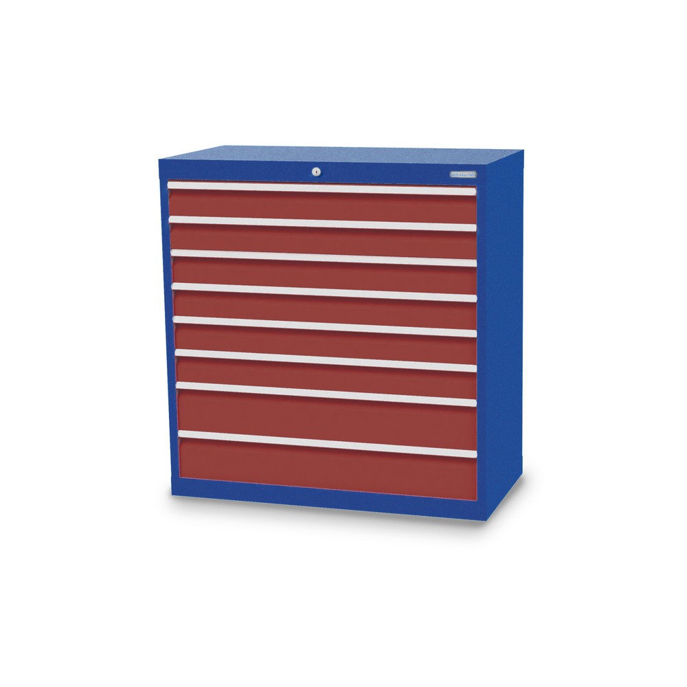 Obrázek produktu: Skříň se zásuvkami Profi Bedrunka+Hirth, zásuvky 6x100 + 2x150 mm, VxŠxH 1019 x 980 x 500 mm, enziánová modrá, rubínová