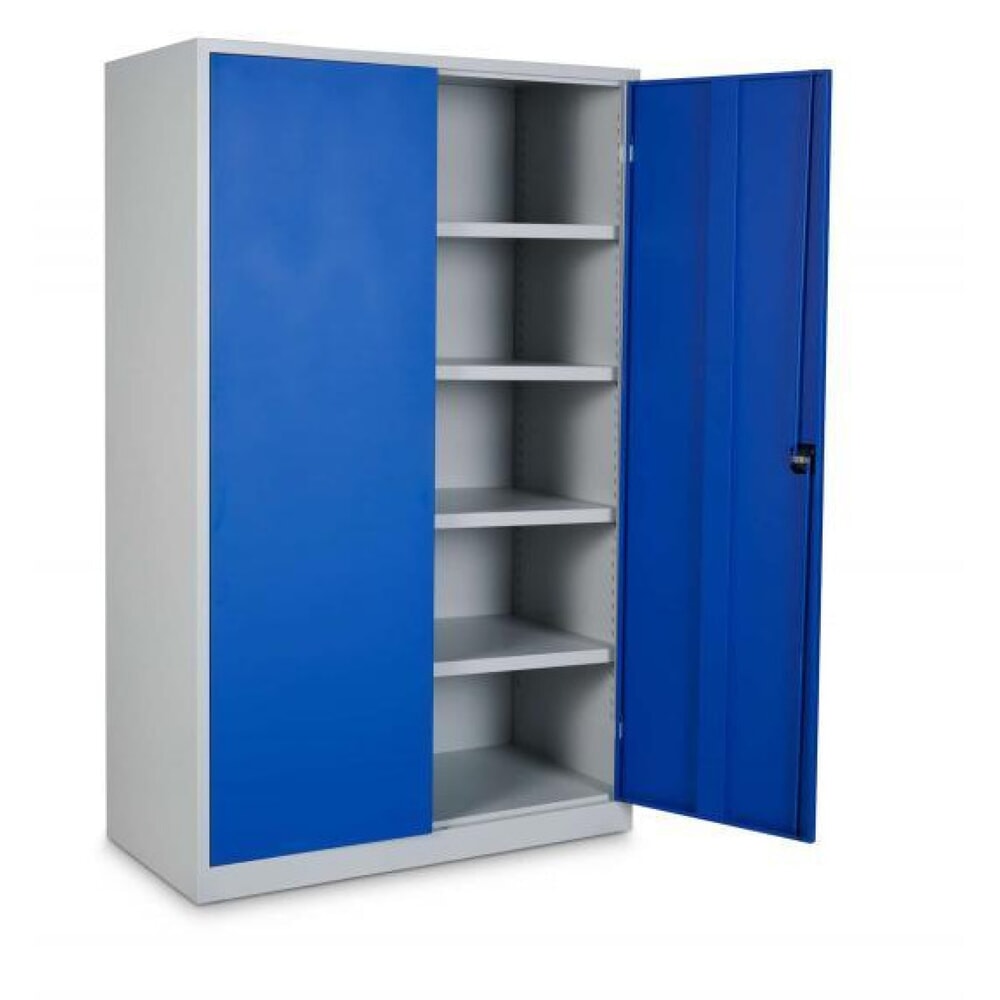 Číslo obrázka výrobku 5: Dielenská skriňa HEMMDAL HW-XBT, bezpečnostný zámok s valcovou vložkou, v × š × h 1 950 × 1 200 × 600 mm, svetlosivá/enciánová modrá