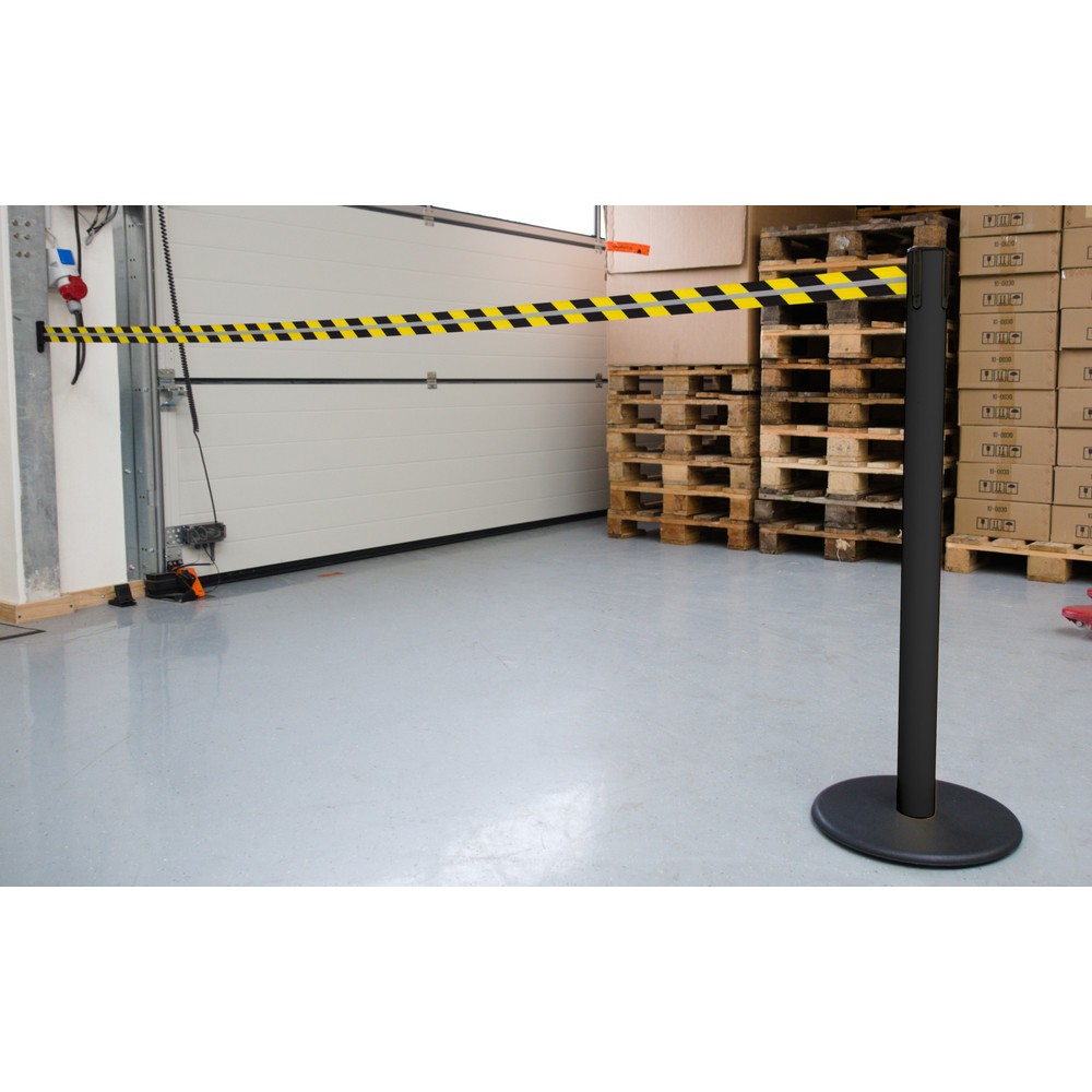 Zdjęcie produktu nr 3: Słupek odgradzający do taśmy RS-GUIDESYSTEMS® GLA 28-J REFLECTO, długość 3,5 m, szerokość 50 mm, słupek czarny, taśma czarno-żółta