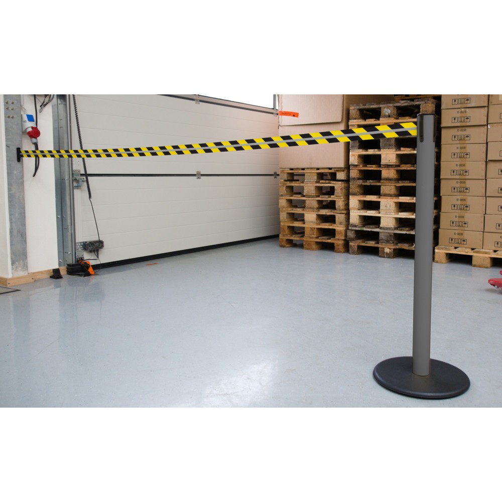 Zdjęcie produktu nr 3: Słupek odgradzający do taśmy RS-GUIDESYSTEMS® GLA 28-A REFLECTO, długość 3,5 m, szerokość 50 mm, słupek antracytowy, taśma czarno-żółta