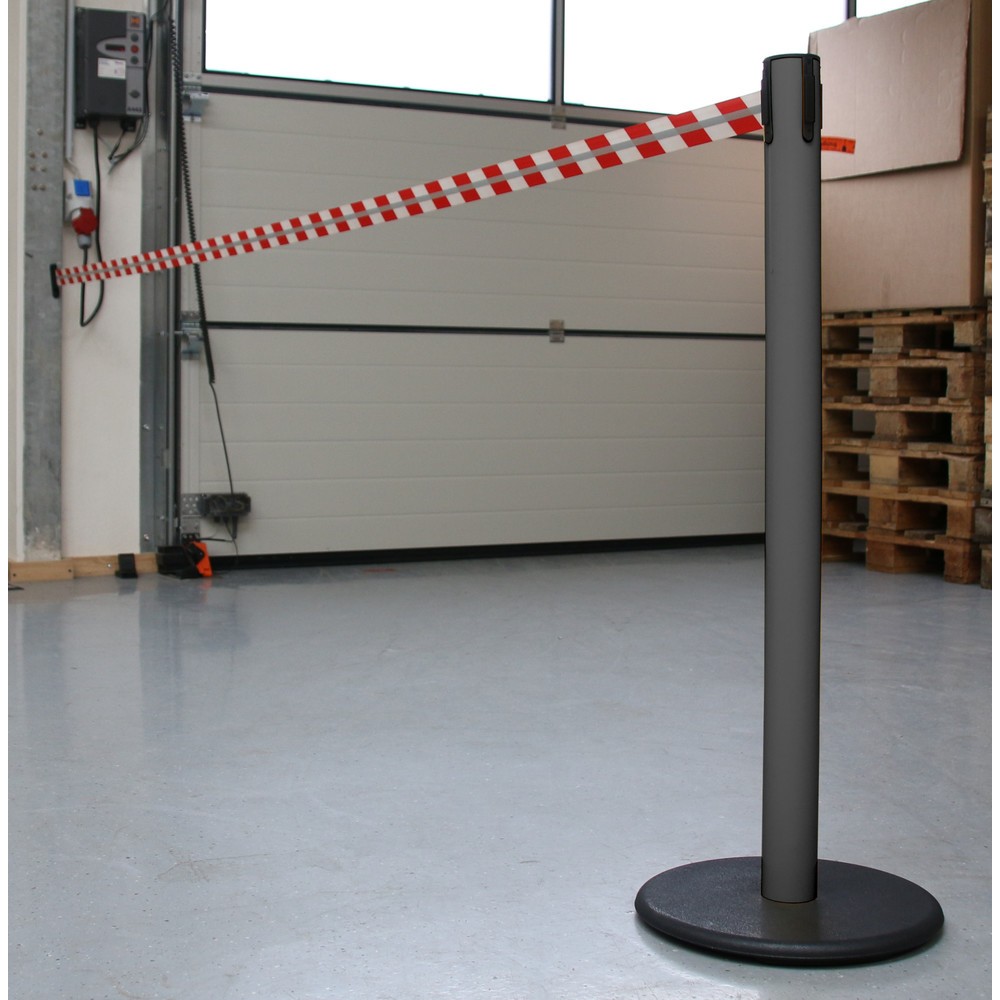 Zdjęcie produktu nr 3: Słupek odgradzający do taśmy RS-GUIDESYSTEMS® GLA 28-A REFLECTO, długość 3,5 m, szerokość 50 mm, słupek antracytowy, taśma czerwono-biała