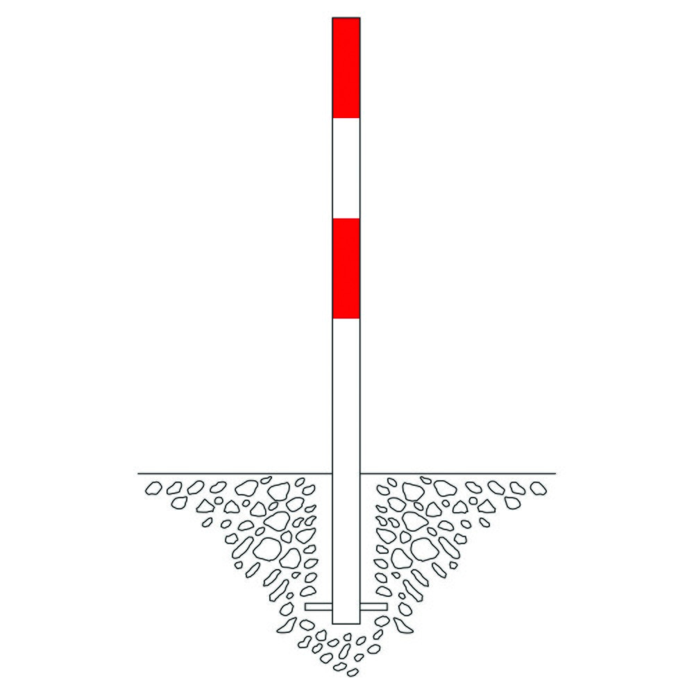 Zdjęcie produktu nr 2: Słupek odgradzający MORION, stały, rura okrągła Ø 60 mm, powlekany tworzywem sztucznym, do osadzania w betonie, 2 uchwyty łańcuchowe