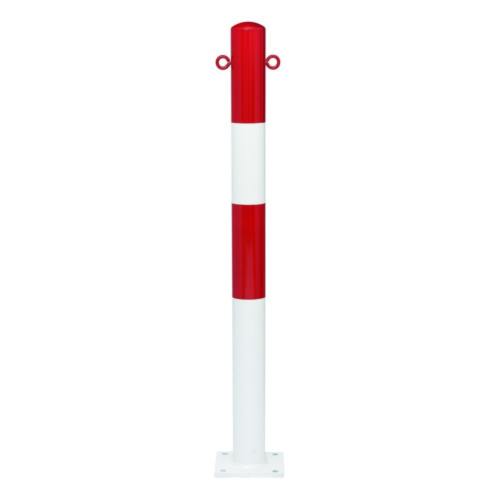 Zdjęcie produktu nr 1: Słupek odgradzający MORION, stały, rura okrągła Ø 76 mm, ocynkowany ogniowo i lakierowany, do mocowania kołkowego, 2 uchwyty łańcuchowe