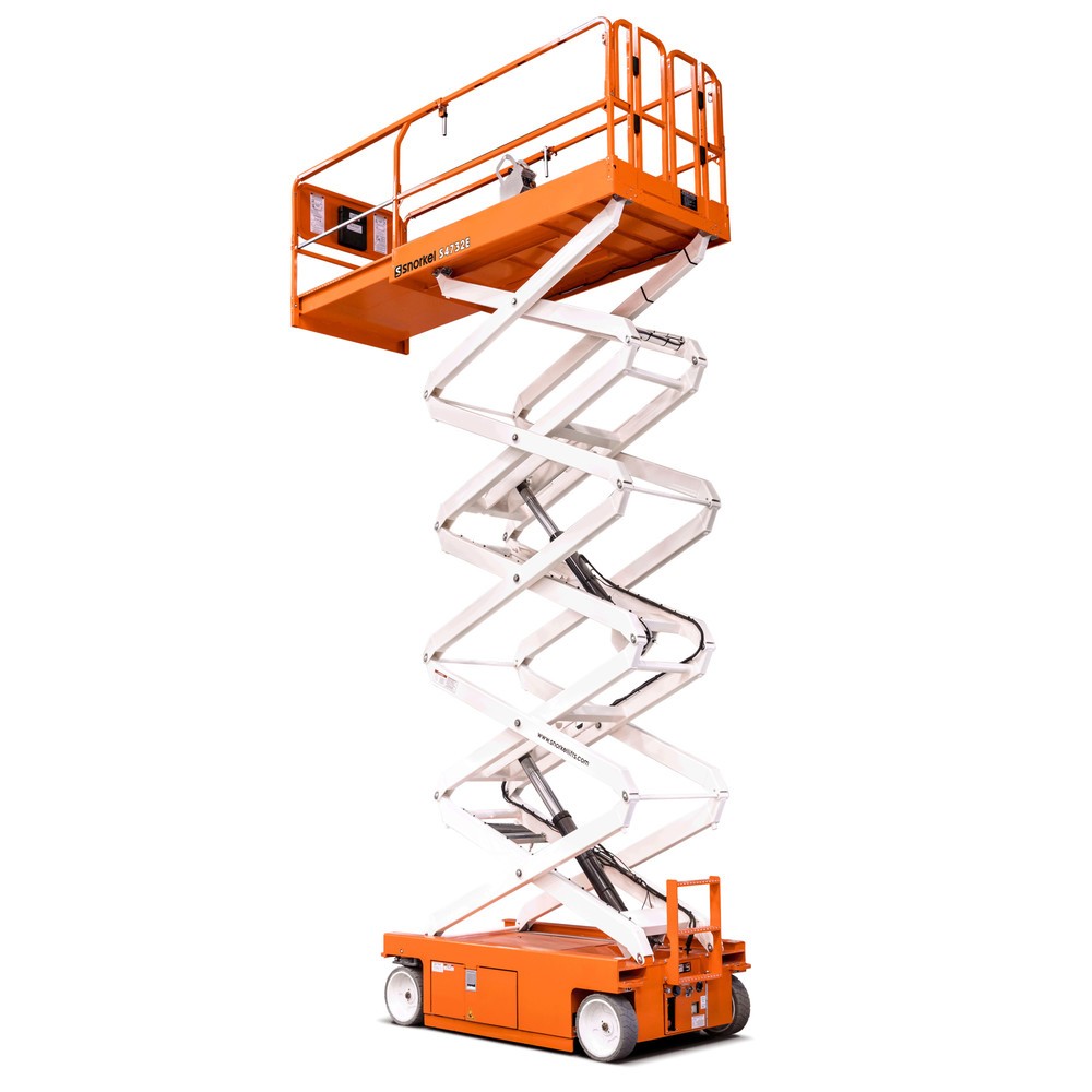 Produktabbildung: Snorkel Batterie-Scherenarbeitsbühne S4732E, elektrisch verfahrbar, TK 350 kg, max. 11,8 m Arbeitshöhe