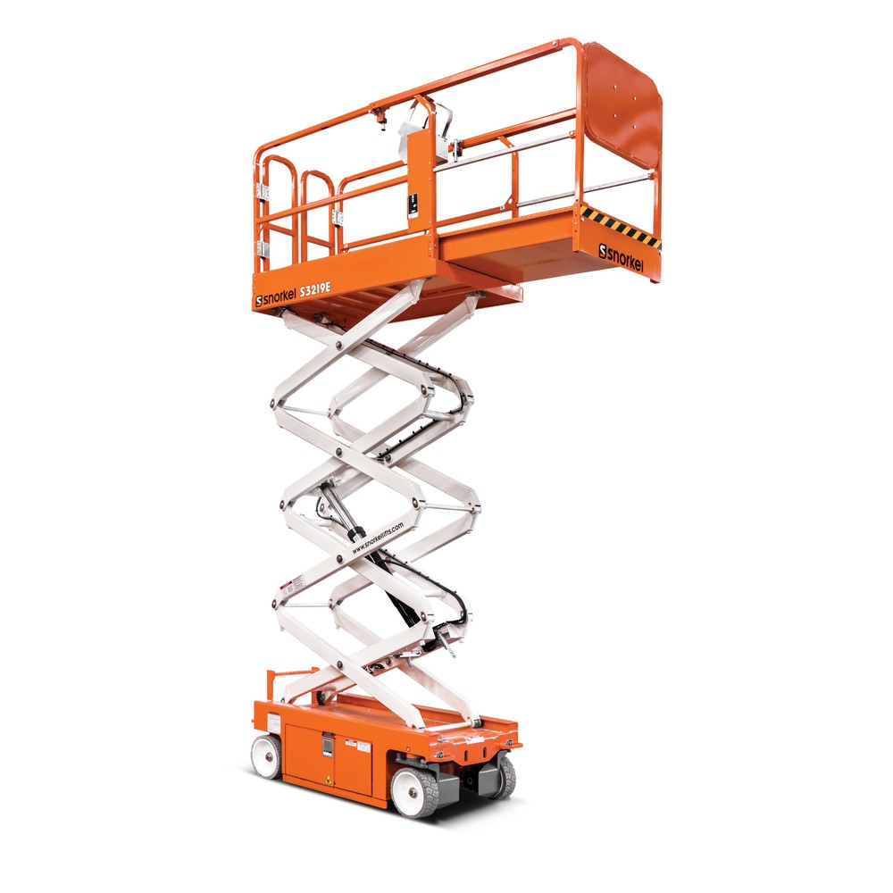 Produktabbildung: Snorkel Batterie-Scherenarbeitsbühne S3219E, elektrisch verfahrbar, TK 250 kg, max. 7,7 m Arbeitshöhe