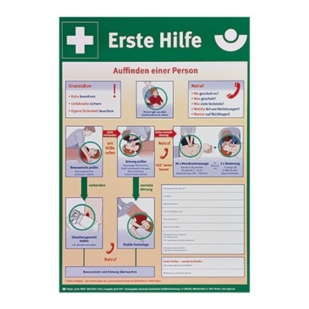 Produktabbildung: SÖHNGEN Erste Hilfe Anleitung 8001034 nach BGI 510-2 Kunststoff