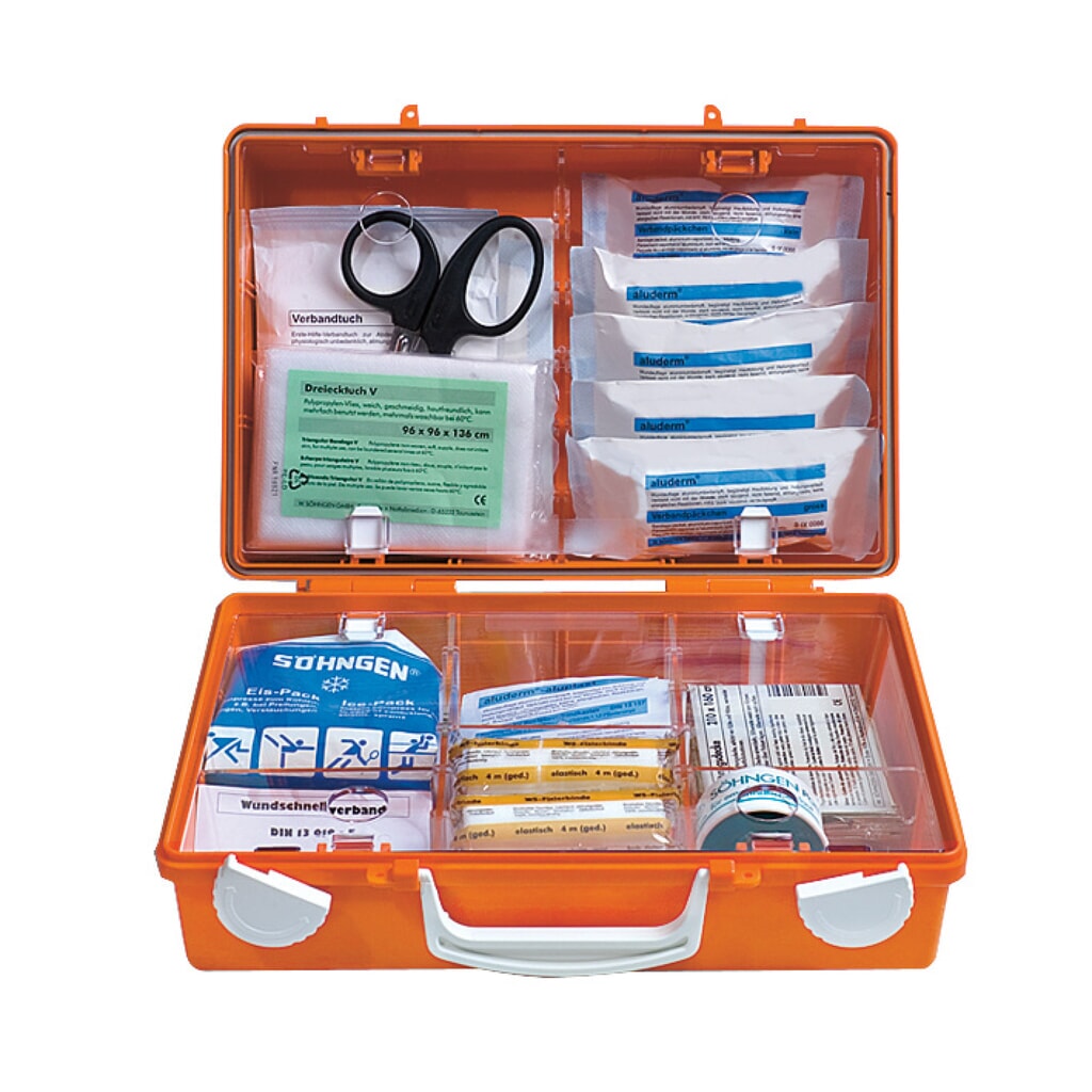 Produktabbildung: SÖHNGEN® Erste-Hilfe-Koffer QUICK-CD mit Füllung DIN 13157, orange