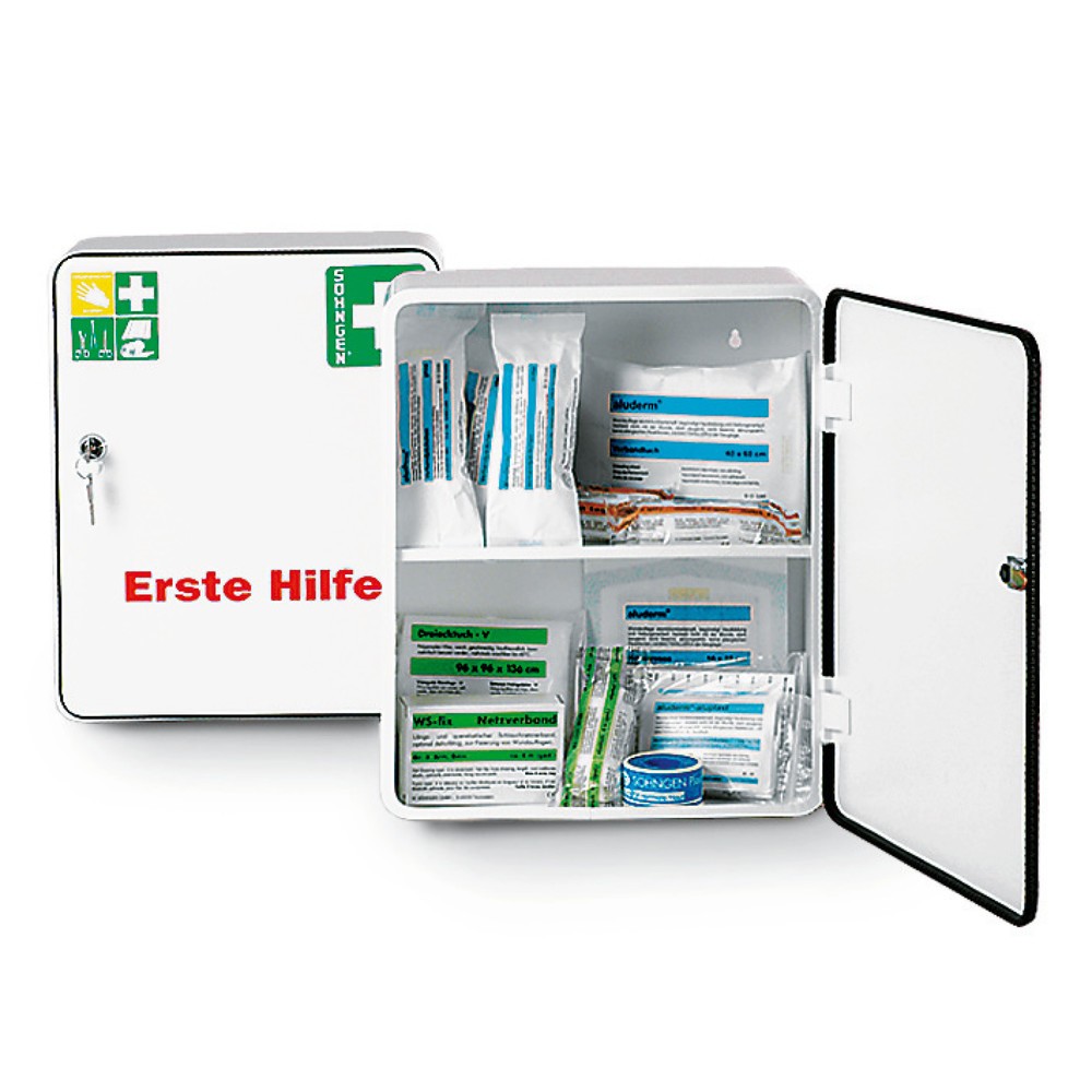 Produktabbildung: SÖHNGEN® Verbandschrank HEIDELBERG, mit Füllung DIN 13157, weiß