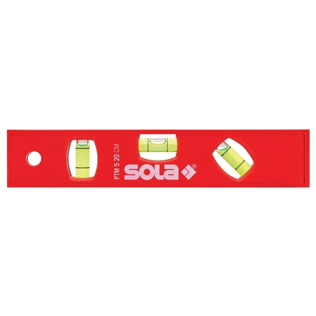 Produktabbildung: SOLA Torpedowasserwaage PTM 5, ABS Kunststoff rot, 20 cm, 1,50 mm/m Magnet