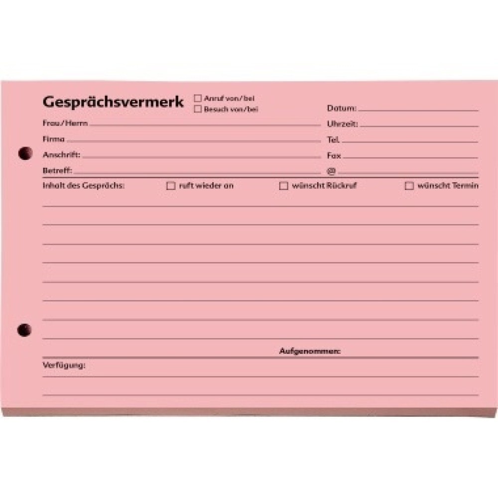 Produktabbildung: SoldanPlus Gesprächsvermerk 1201400 DIN A5 quer 100Blatt rot