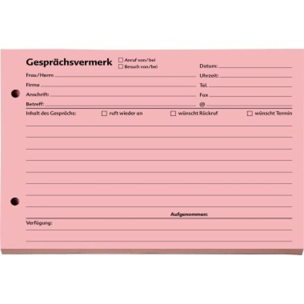 Produktabbildung: SoldanPlus Gesprächsvermerk 1201400 DIN A5 quer 100Blatt rot