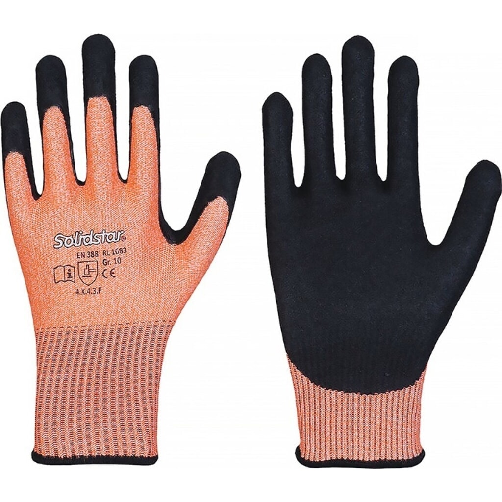 Solidstar 1683 Schnittschutzhandschuhe, Gr.10, orange/schwarz Produktabbildung: Solidstar 1683 Schnittschutzhandschuhe, Gr.10, orange/schwarz