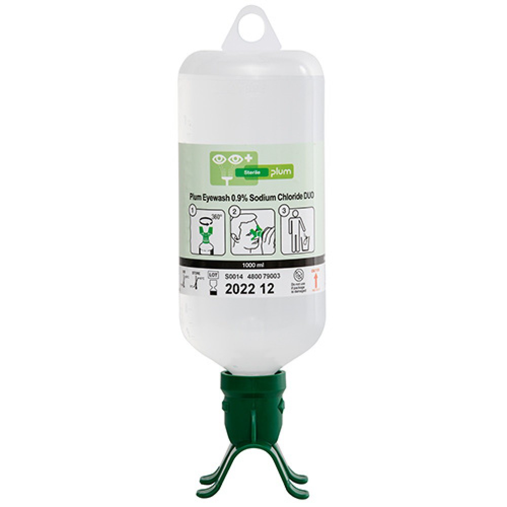Illustration du produit: Solution de chlorure de sodium plum, nettoyant oculaire stérile DUO, solution de chlorure de sodium 1 000 ml