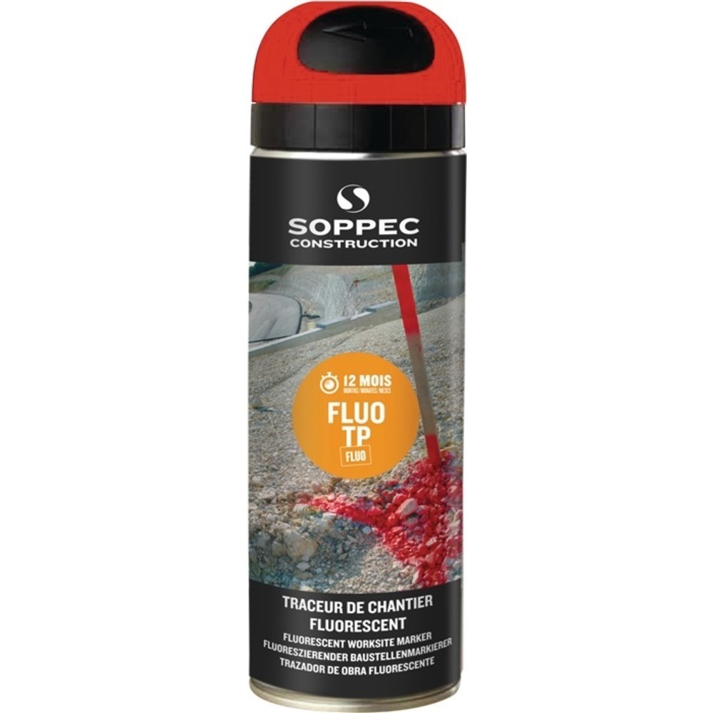 Produktabbildung Nr. 2: SOPPEC Baustellenmarkierspray FLUO TP leuchtrot 500 ml Spraydose