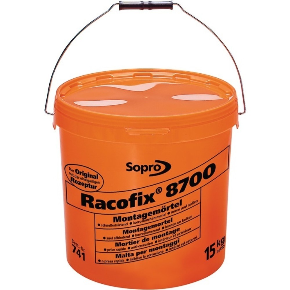 SOPRO Montagemörtel Racofix® 8700, 1:3 Raumteile (Wasser/Mörtel) 15 kg, Eimer Produktabbildung: SOPRO Montagemörtel Racofix® 8700, 1:3 Raumteile (Wasser/Mörtel) 15 kg, Eimer