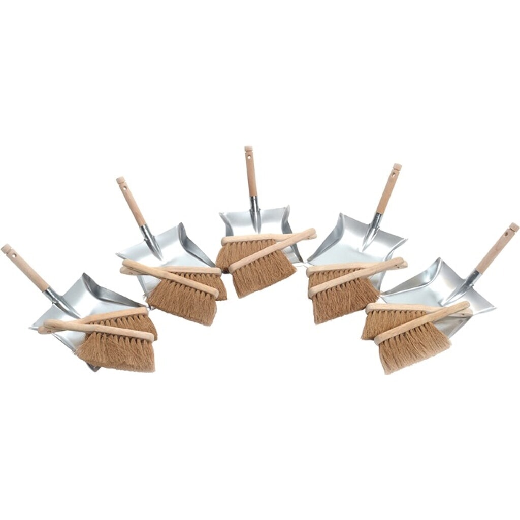 Produktabbildung: SOREX Kehrschaufelset m.Holzgriff 10xKokoshandfeger 5xKehrschaufel