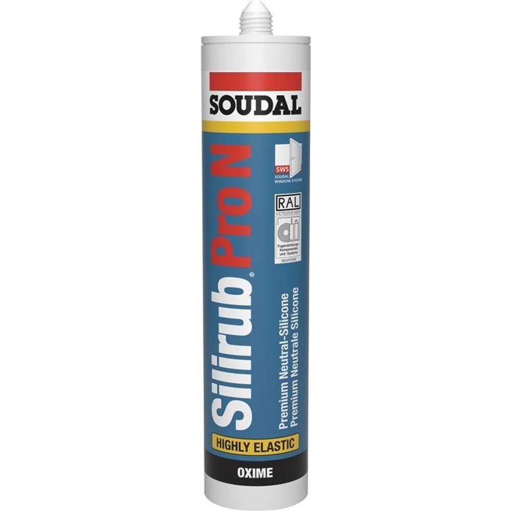 Produktabbildung: Silikondichtstoff Silirub Pro N wei 300 ml Kartusche SOUDAL