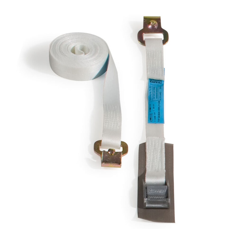 Spann- und Zurrgurt, 25mm x 4m, weiß, geprüft gefertigt nach EN 95 Produktabbildung: Spann- und Zurrgurt, 25mm x 4m, weiß, geprüft gefertigt nach EN 95