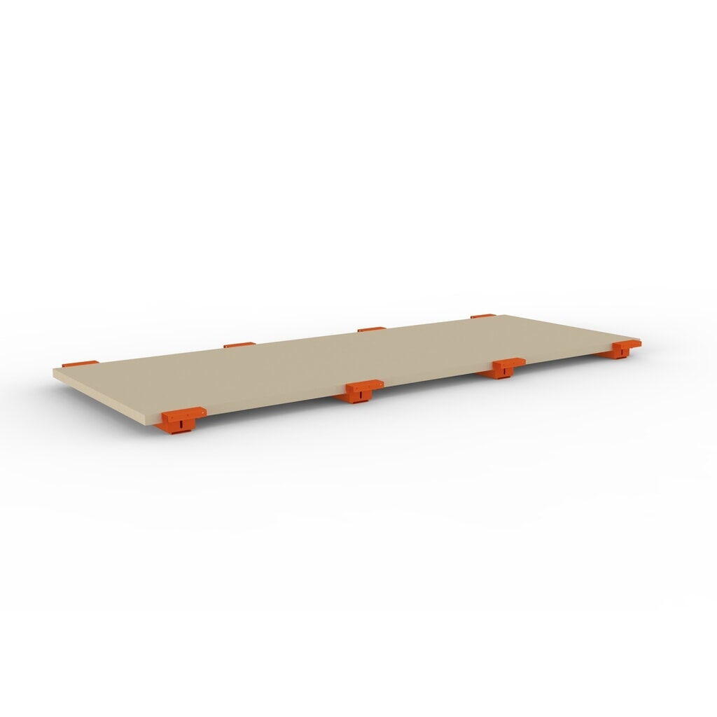 Produktabbildung: Spanplattenboden für META MULTIPAL Palettenregal, BxT 2.700 x 1.100 mm, mit abgesetzten Tiefenauflagen