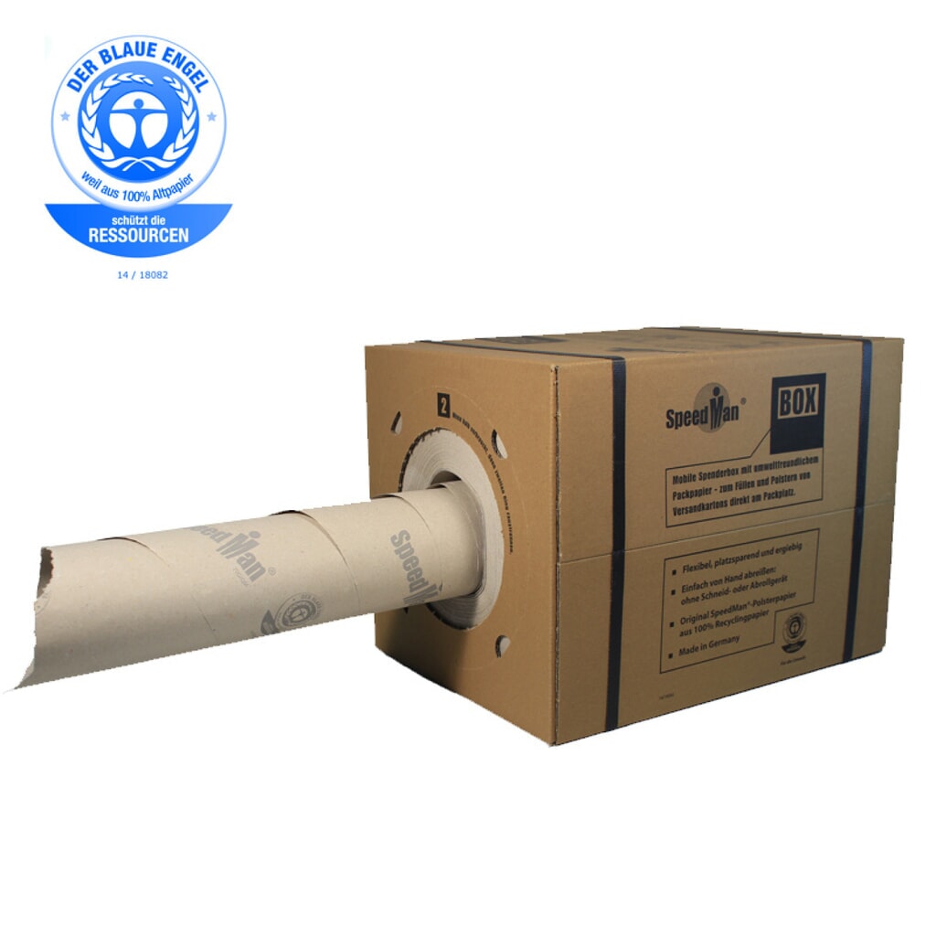 SpeedMan Box Polstermaterial, 450 m Länge, 70 g/m2, 12,5kg/Karton Produktabbildung: SpeedMan Box Polstermaterial, 450 m Länge, 70 g/m2, 12,5kg/Karton
