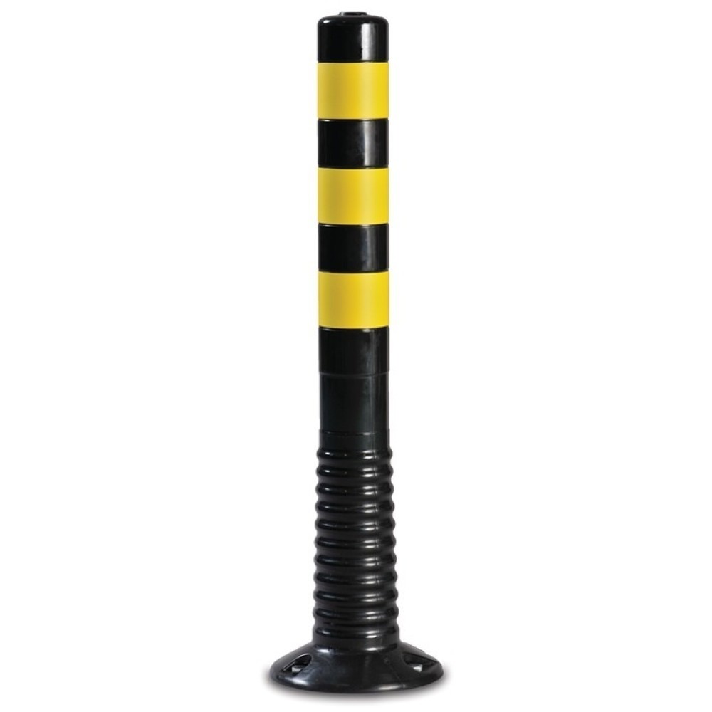 Produktabbildung: Sperrpfosten, zum Aufschrauben m.Befestigungsmaterial, PU schwarz/gelb Ø 80 mm, Höhe über Flur 750 mm