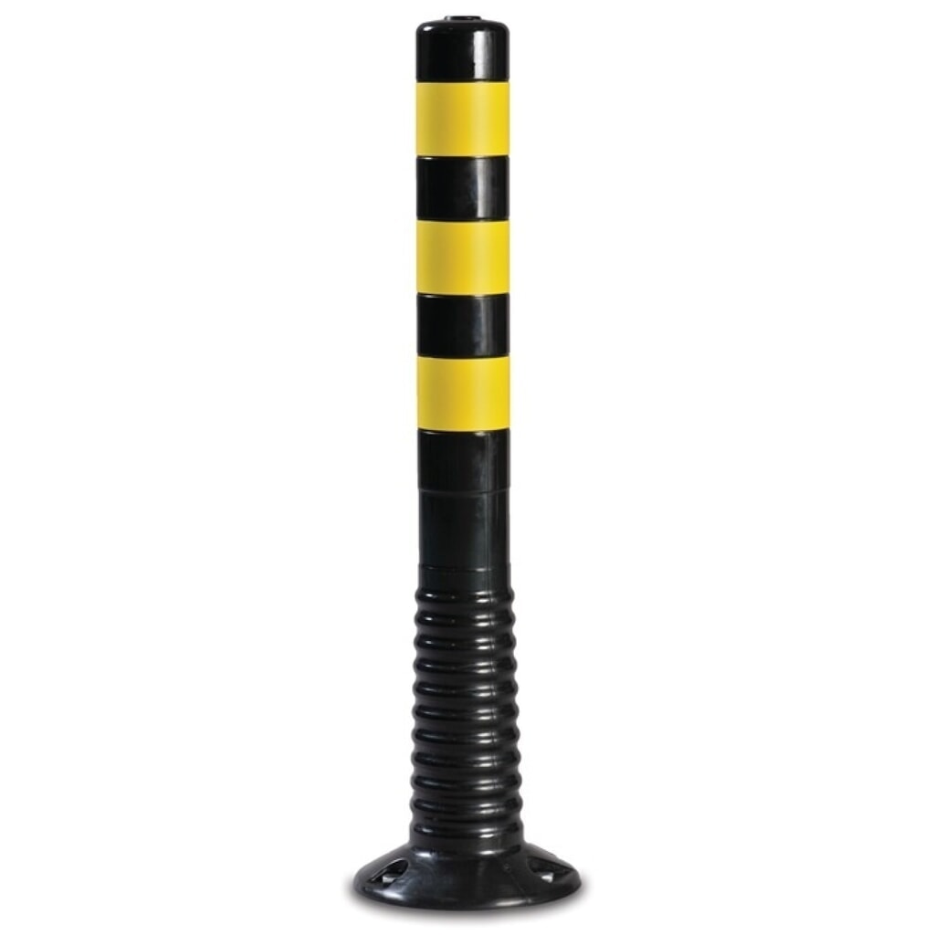 Sperrpfosten, zum Aufschrauben m.Befestigungsmaterial, PU schwarz/gelb Ø 80 mm, Höhe über Flur 750 mm Produktabbildung: Sperrpfosten, zum Aufschrauben m.Befestigungsmaterial, PU schwarz/gelb Ø 80 mm, Höhe über Flur 750 mm