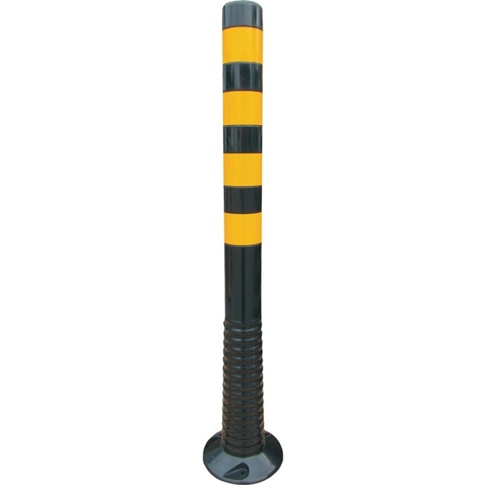 Produktabbildung: Sperrpfosten, zum Aufschrauben m.Befestigungsmaterial, PU schwarz/gelb Ø 80 mm, Höhe über Flur 1000 mm