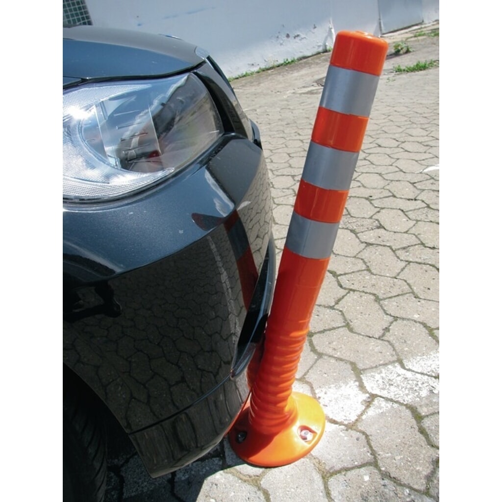 Sperrpfosten, zum Aufschrauben m.Befestigungsmaterial, PU schwarz/gelb Ø 80 mm, Höhe über Flur 750 mm Produktabbildung Nr. 2: Sperrpfosten, zum Aufschrauben m.Befestigungsmaterial, PU schwarz/gelb Ø 80 mm, Höhe über Flur 750 mm