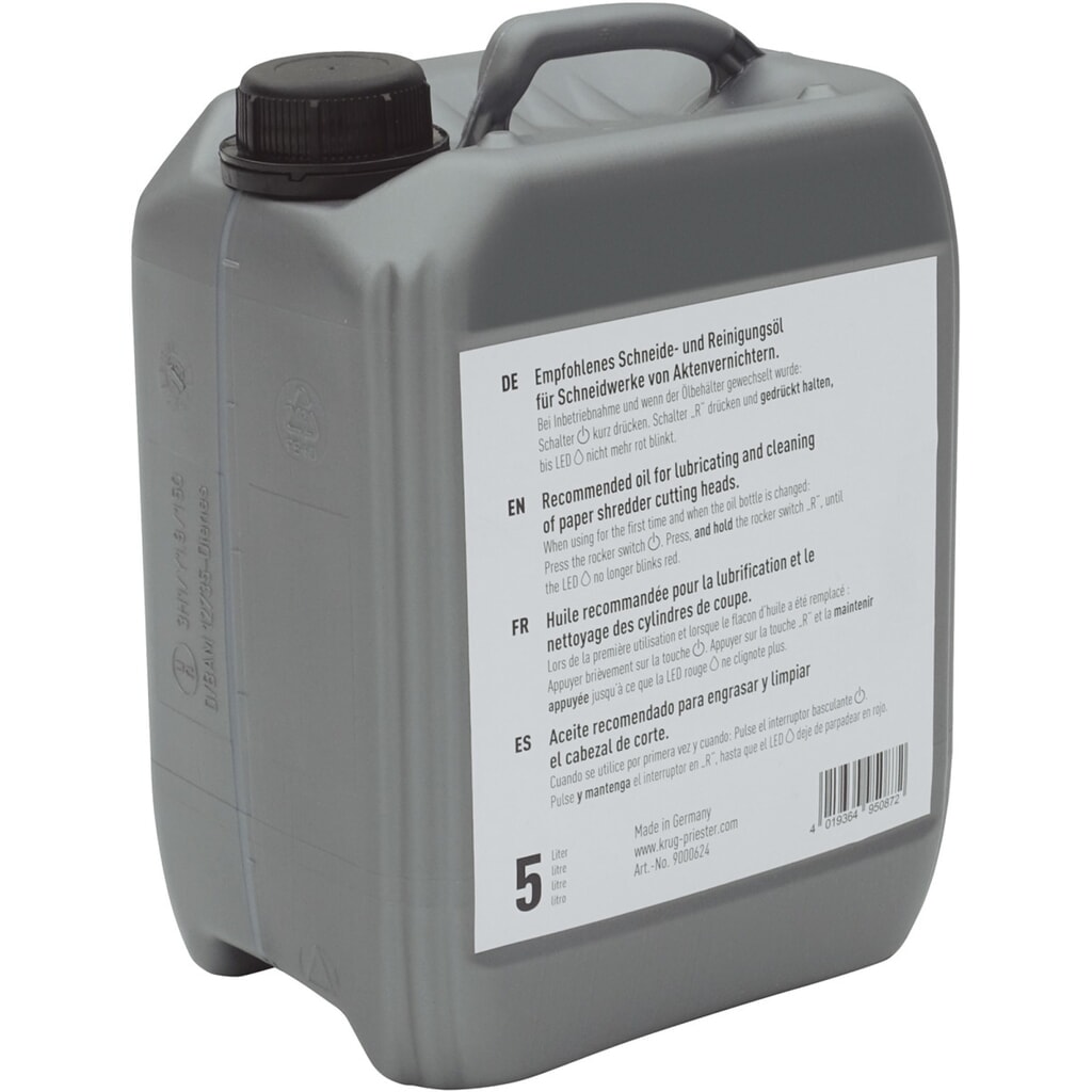 1 Kanister Spezialöl für IDEAL Aktenvernichter (5 Liter) Produktabbildung: 1 Kanister Spezialöl für IDEAL Aktenvernichter (5 Liter)