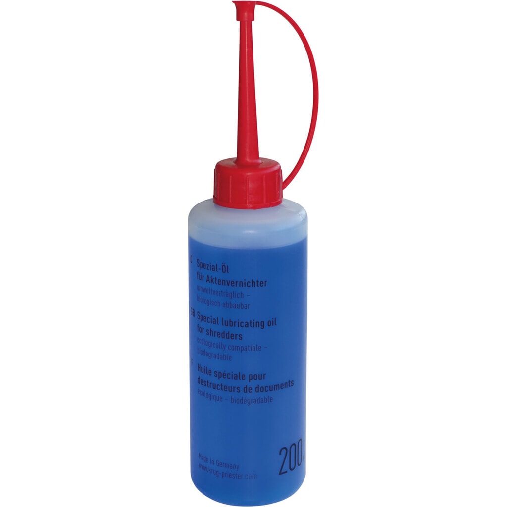 Spezial Schneide- und Reinigungsöl für IDEAL Schneidwerke von Aktenvernichtern (Flasche mit 200 ml) Produktabbildung: Spezial Schneide- und Reinigungsöl für IDEAL Schneidwerke von Aktenvernichtern (Flasche mit 200 ml)