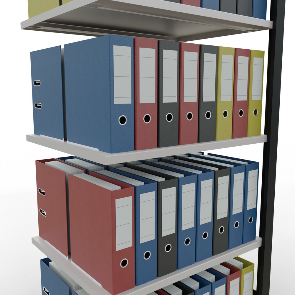 Číslo obrázka výrobku 3: polica SCHULTE prídavné pole, obojstranná, bez centrálnych zarážok, nosnosť regálu 150 kg, čierna, V x Š x H 1 800 x 750 x 600 mm