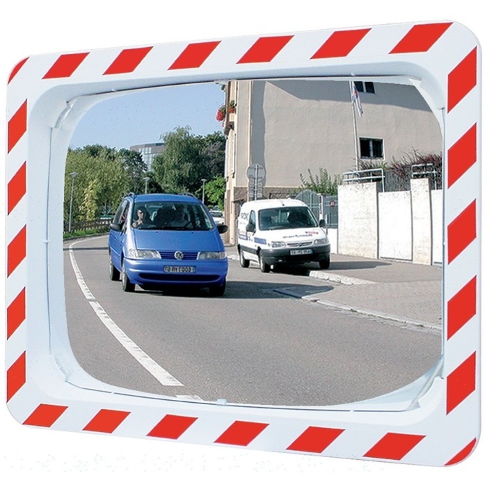 N° de l'image du produit 1 : Miroir de circulation SPL, pour 2 directions, H 400 x l 600 mm plastique, rouge/blanc, 9 m