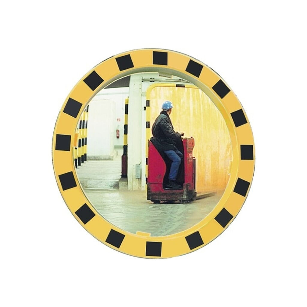 Produktabbildung: SPL Sicherheits-/Verkehrsspiegel, für 2 Richtungen, D.600 mm Kunststoff, gelb/schwarz, 11 m