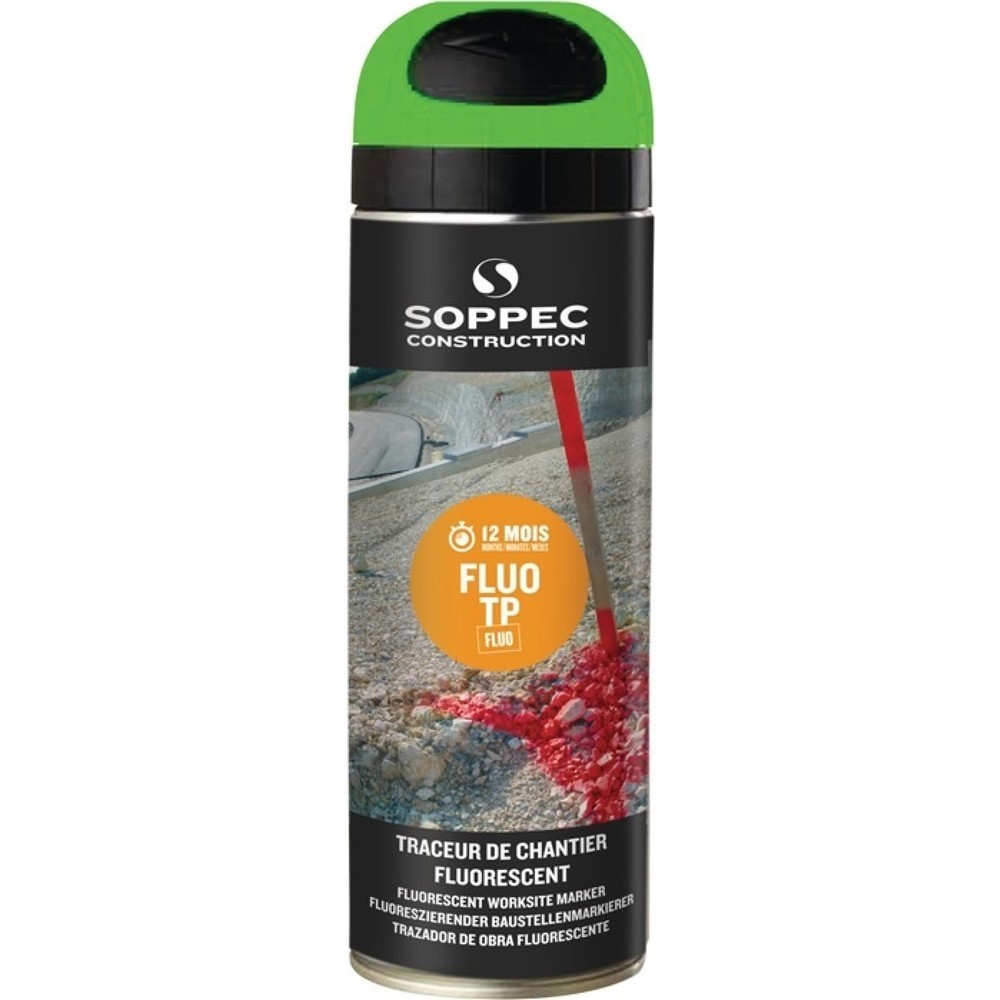 Illustration du produit: Traceur de chantier FLUO TP rouge fluo 500 ml bombe aérosol SOPPEC