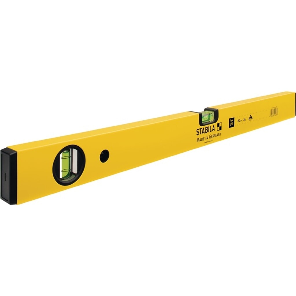 STABILA Wasserwaage 70 30cm Alu.gelb ± 0,5 mm/m Produktabbildung: STABILA Wasserwaage 70 30cm Alu.gelb ± 0,5 mm/m