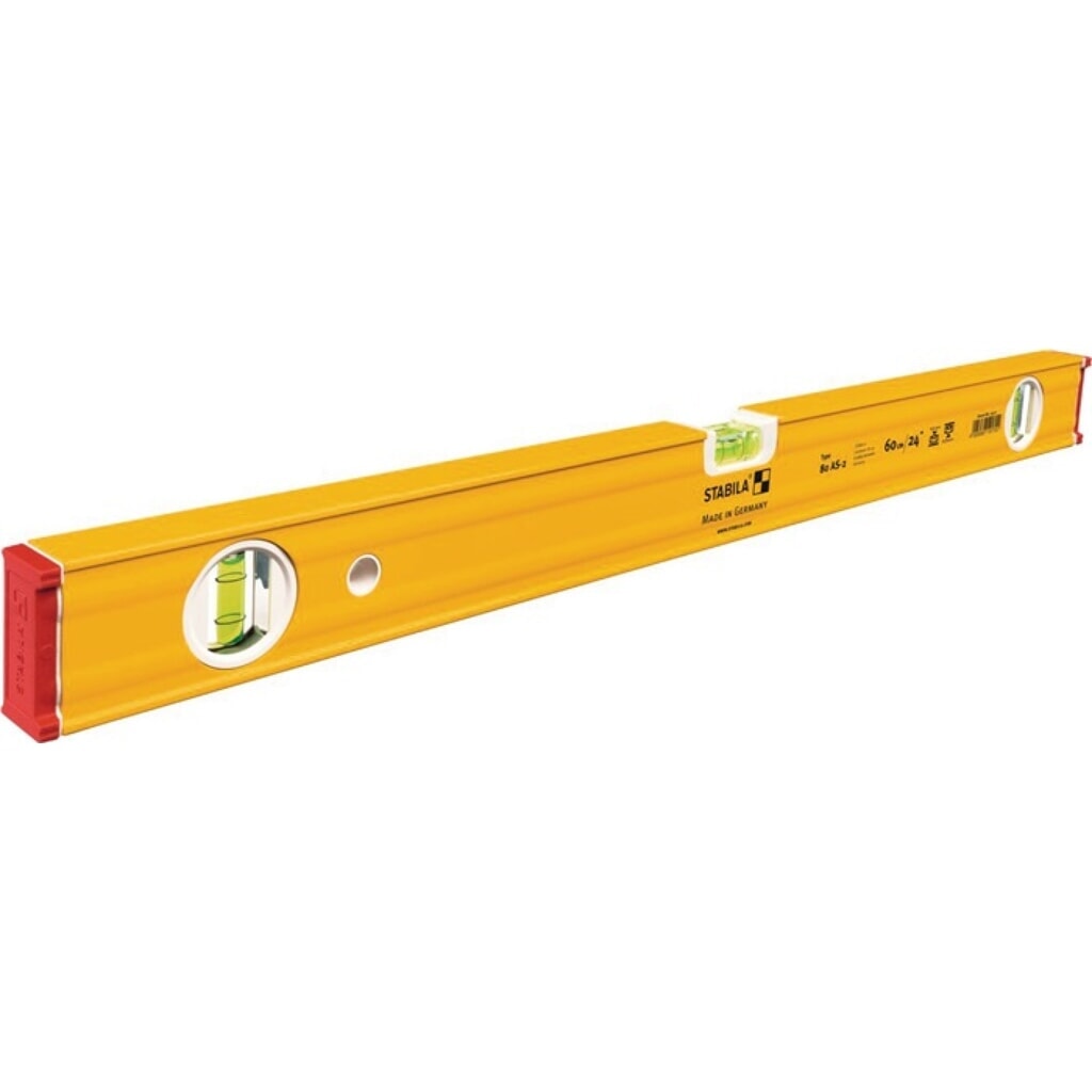 Produktabbildung: STABILA Wasserwaage 80 AS-2 60cm Alu.gelb ± 0,5 mm/m