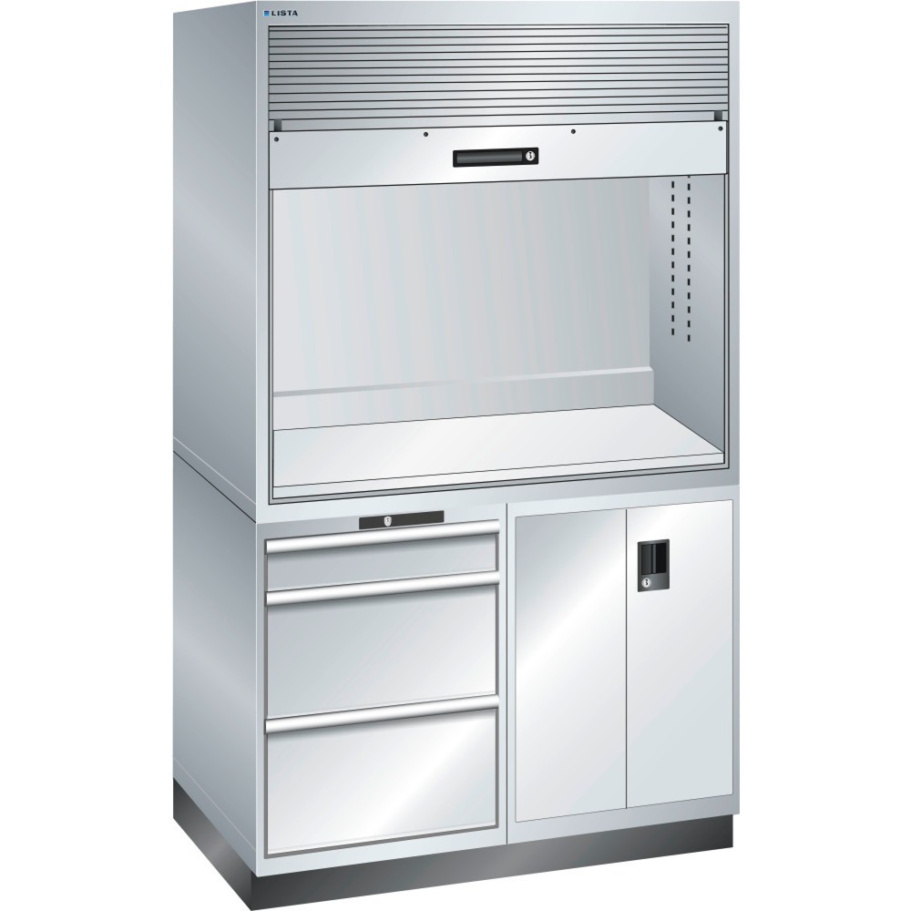 Zdjęcie produktu: Stacja jakości LISTA 2x36x36E, (szer. x gł. x wys.) 1434 x 725 x 2100 mm, 3 szuflady, bez listwy z wtyczkami, jasnoszara