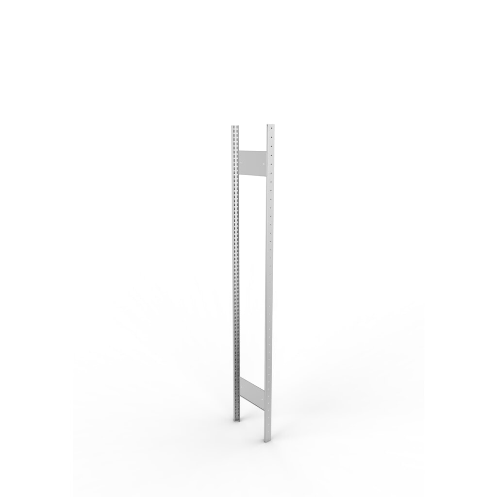 Produktabbildung: Ständerrahmen für META Fachbodenregal, geclincht, 1 Zwischenraum, HxB 2.000 x 300 mm, verzinkt