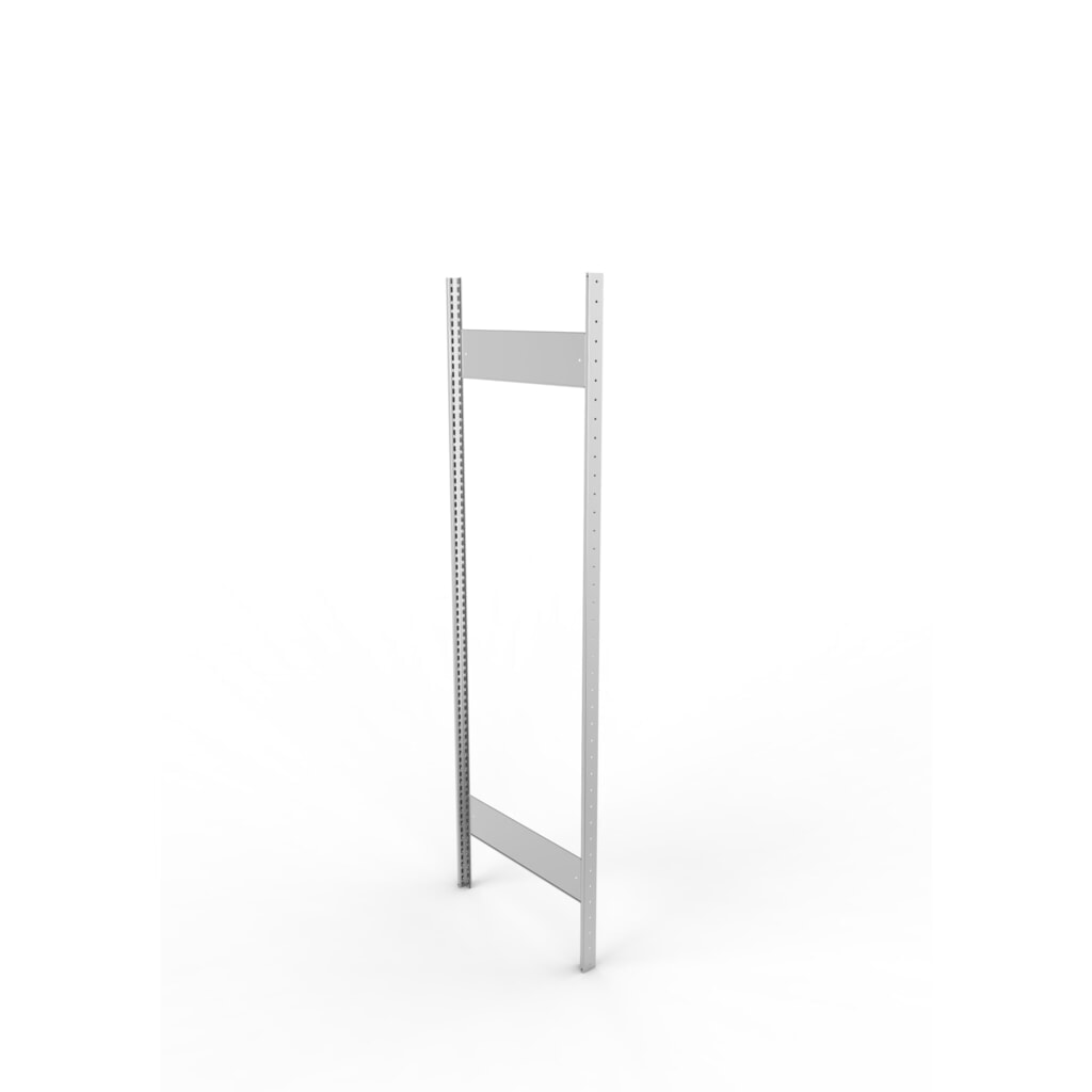 Produktabbildung: Ständerrahmen für META Fachbodenregal, geclincht, 1 Zwischenraum, HxB 2.000 x 500 mm, verzinkt