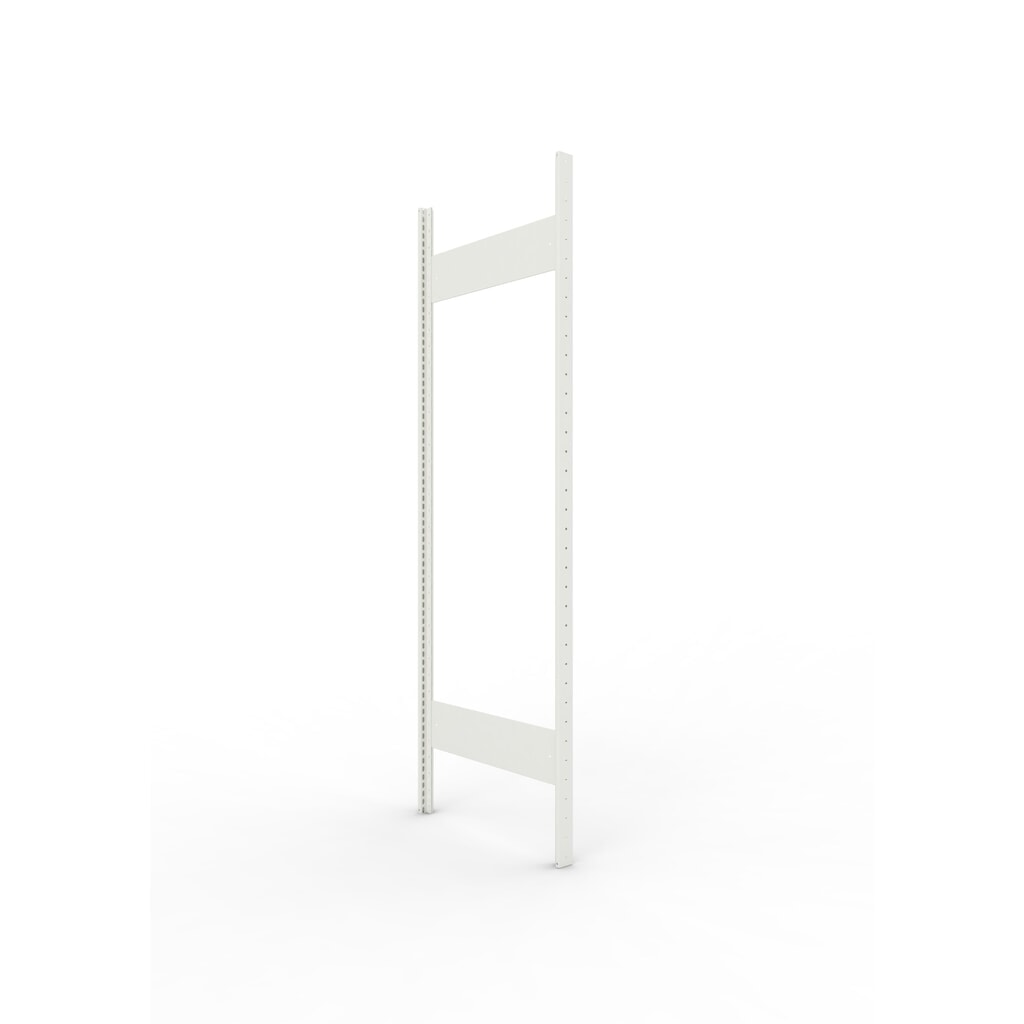 Ständerrahmen für META Fachbodenregal, geclincht, 1 Zwischenraum, HxB 1.850 x 600 mm, RAL 7035 lichtgrau Produktabbildung: Ständerrahmen für META Fachbodenregal, geclincht, 1 Zwischenraum, HxB 1.850 x 600 mm, RAL 7035 lichtgrau