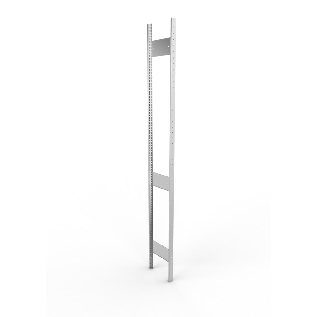 Ständerrahmen für META Fachbodenregal, geclincht, 2 Zwischenräume, HxB 2.500 x 300 mm, verzinkt Produktabbildung: Ständerrahmen für META Fachbodenregal, geclincht, 2 Zwischenräume, HxB 2.500 x 300 mm, verzinkt