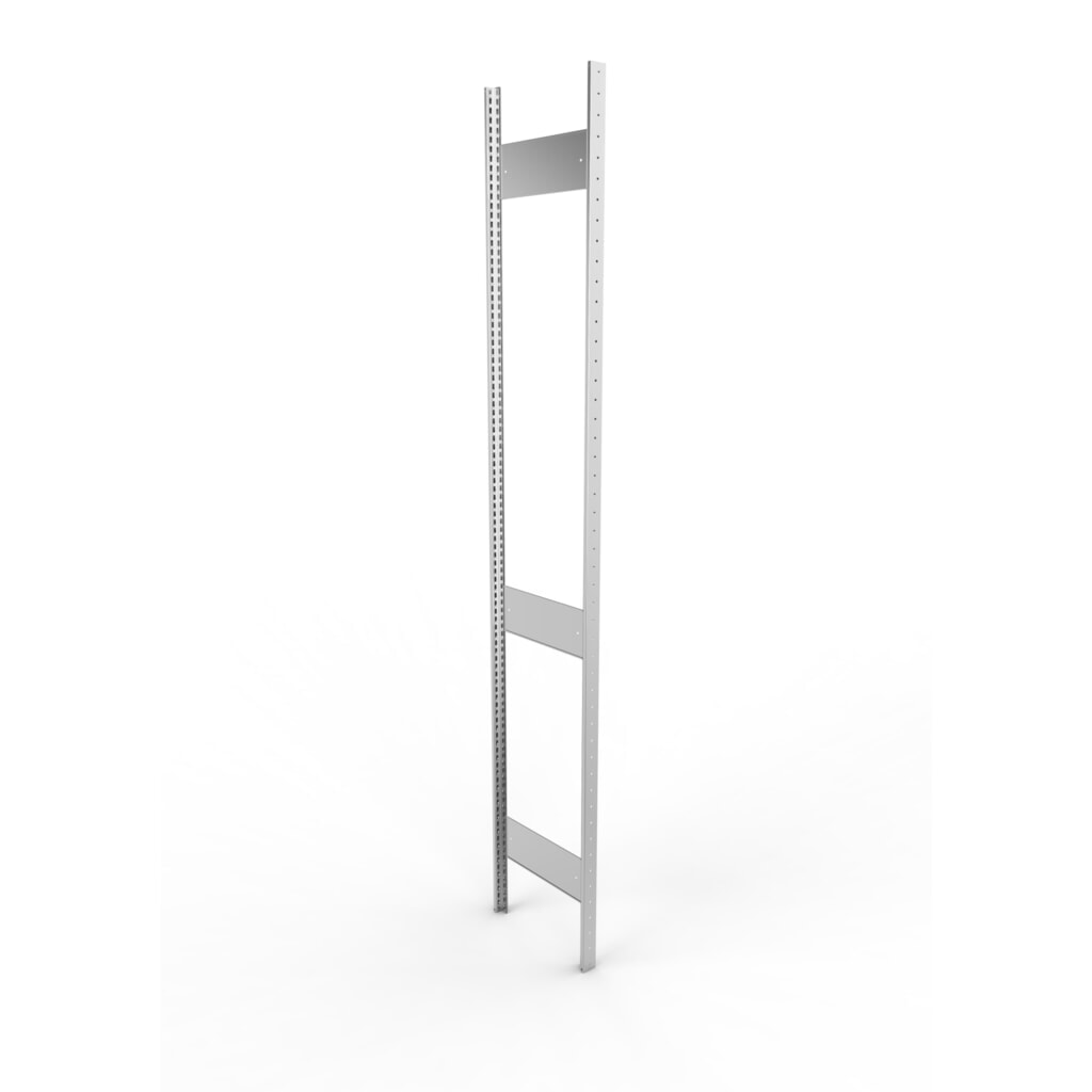 Ständerrahmen für META Fachbodenregal, geclincht, 2 Zwischenräume, HxB 2.000 x 400 mm, verzinkt Produktabbildung: Ständerrahmen für META Fachbodenregal, geclincht, 2 Zwischenräume, HxB 2.000 x 400 mm, verzinkt