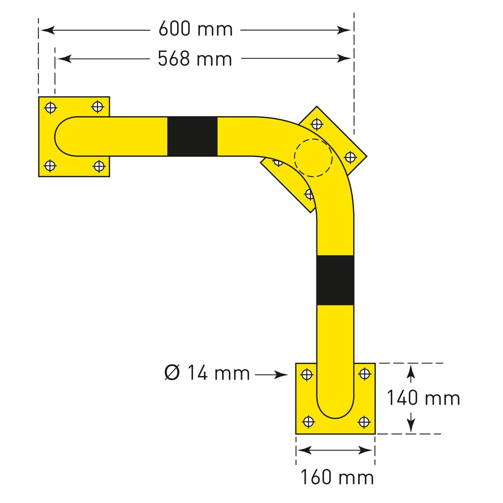 Immagine del prodotto n. 4: Staffa di protezione angoli, impiego interno ed esterno, zincata a caldo, altezza 350 mm