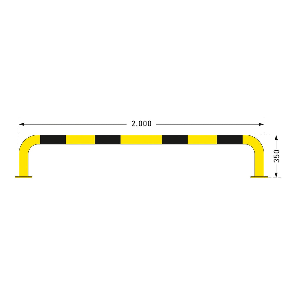 Immagine del prodotto n. 2: Staffa anticollisione con protezione anti-incastro impiego interno, Ø 76 mm, AxL 350 x 2.000 mm