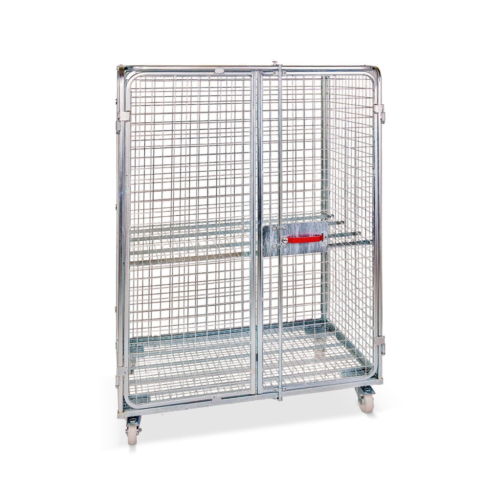 Produktabbildung: Stahl-Rollbehälter Anti-Diebstahl, HxBxT 1.820 x 1.200 x 800 mm, blau verzinkt