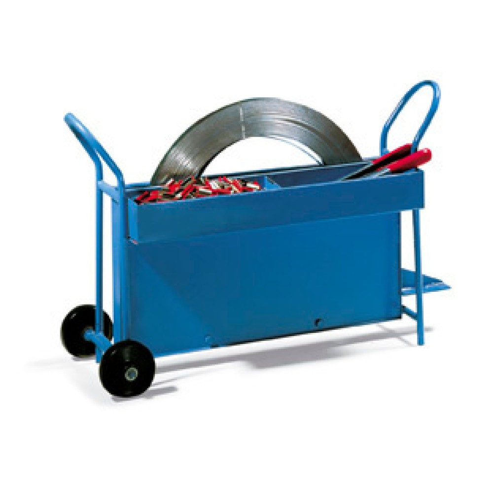 Produktabbildung: Stahlband-Abrollwagen, für 13 - 20 mm Stahlbandbreite, fahrbar