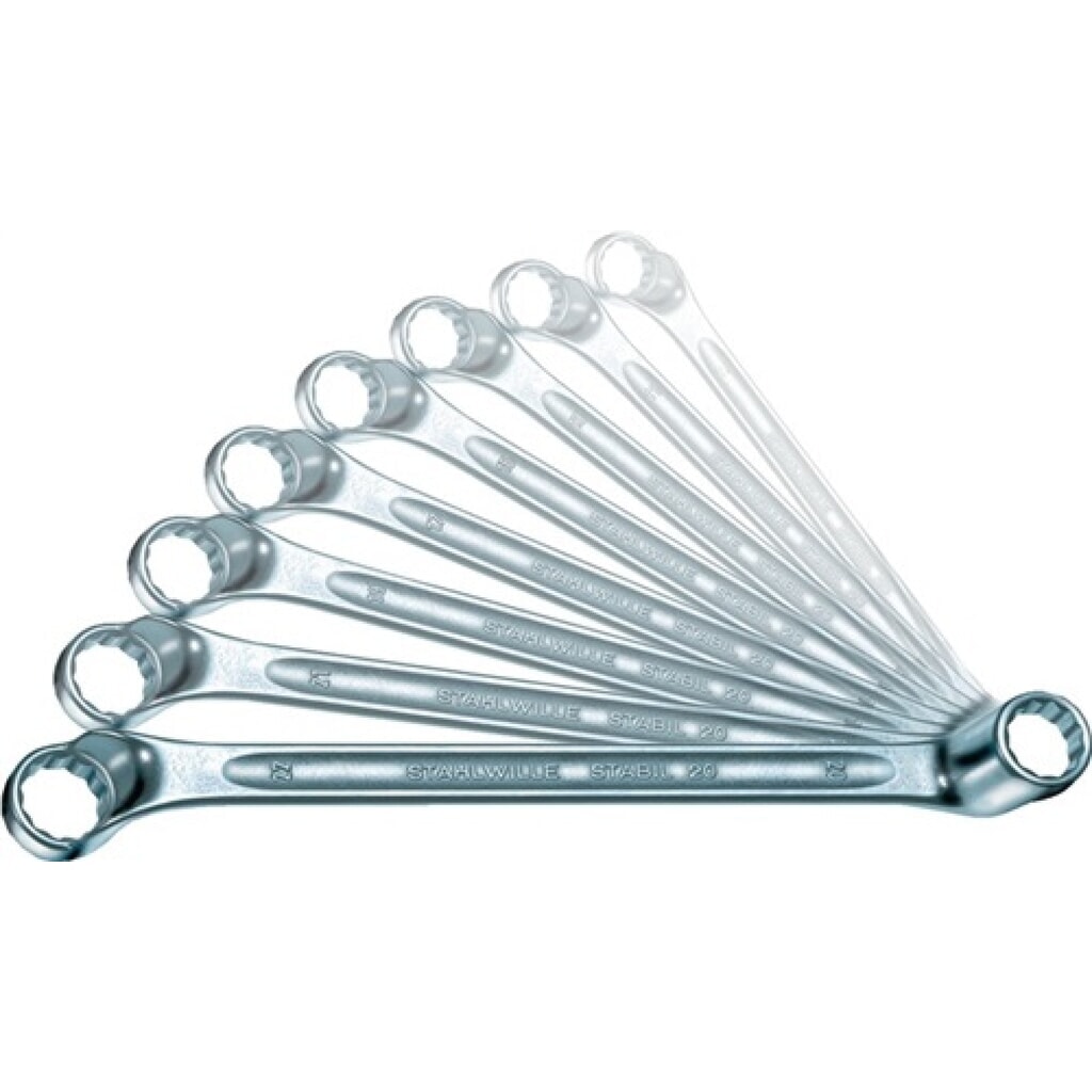 Produktabbildung: Doppelringschlüsselsatz 20/8 8-tlg.SW 6mm-22mm tief gekr.STAHLWILLE