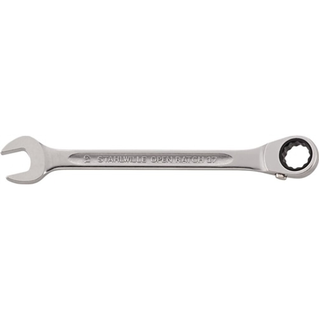 Knarrenringmaulschl 17 SW 8 SW 8 umschaltb. Gesamt-L.144mm CR-A-STA STAHLWILLE Produktabbildung: Knarrenringmaulschl 17 SW 8 SW 8 umschaltb. Gesamt-L.144mm CR-A-STA STAHLWILLE